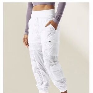 Athleta Sheer White Cargo Parachute Joggers
